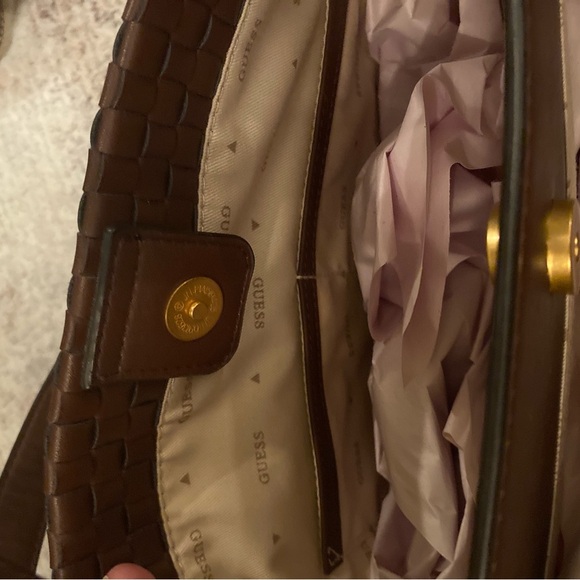 Guess Dark Brown Woven Shoulder Bag - Picture 4 of 5